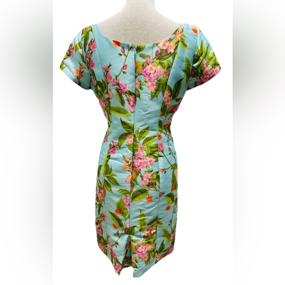 Talbots Floral Dress 6 Lite Blue Short Sleeve Wedding Guest Summer Garden party - Picture 4 of 14